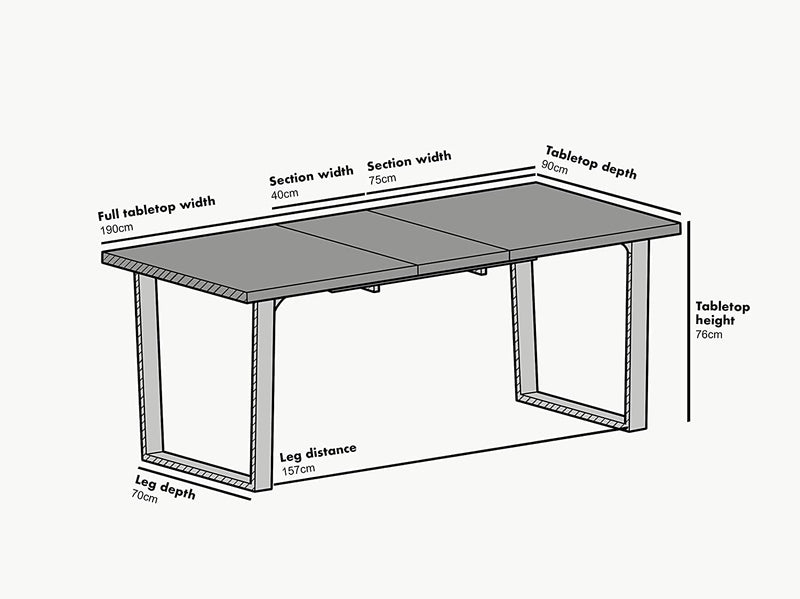 BERN 6-8 Seater Oak Extending Dining Table with Metal Legs