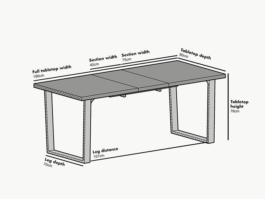 BERN 6-8 Seater Dark Oak Extending Dining Table with Metal Legs