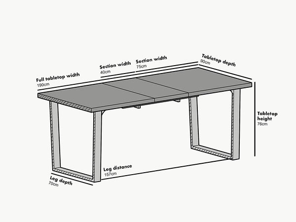 BERN 6-8 Seater Dark Oak Extending Dining Table with Metal Legs