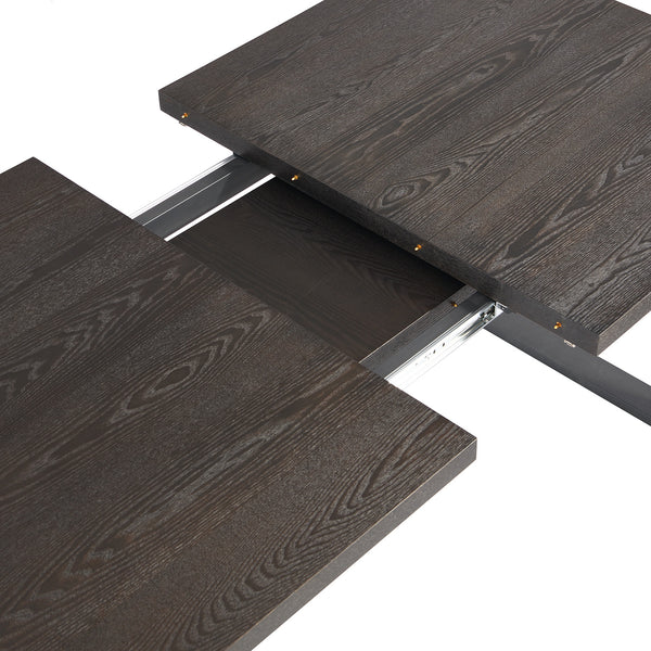 BERN 6-8 Seater Dark Oak Extending Dining Table with Metal Legs