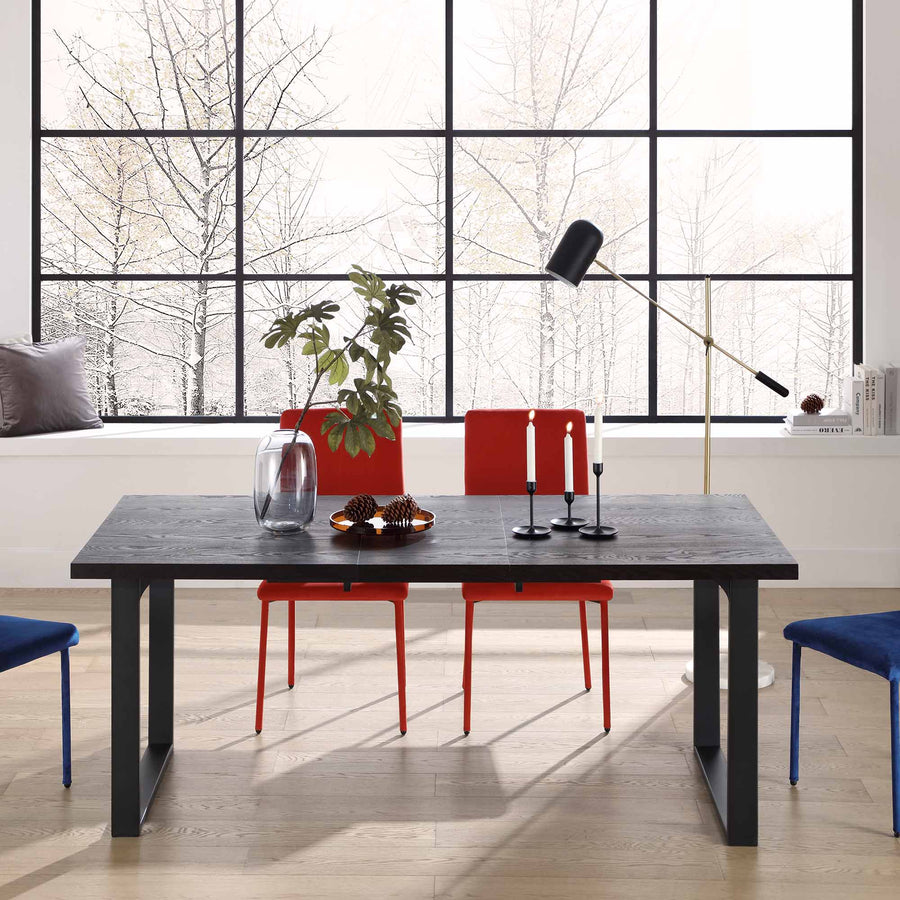 BERN 6-8 Seater Dark Oak Extending Dining Table with Metal Legs