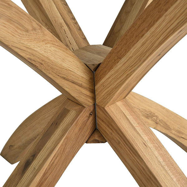 Lugano 110cm Round Glass Top Solid Oak Legs Dining Table
