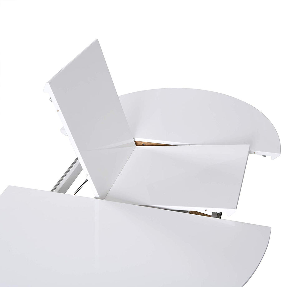 Grenchen Round to Oval 4 to 6-Seater White High Gloss Extendable Dining Table