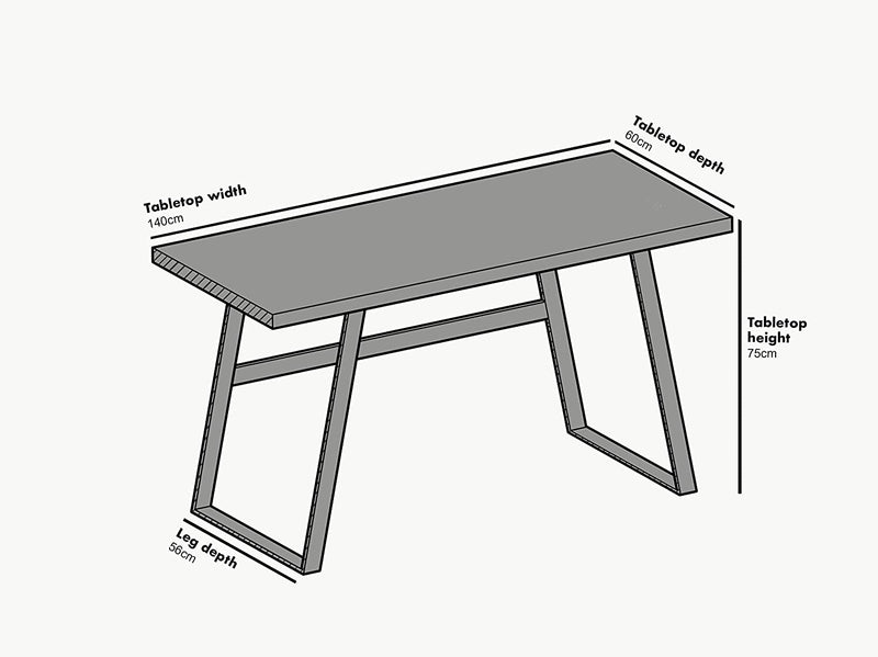KLOTEN Oak Desk with Black Metal Legs