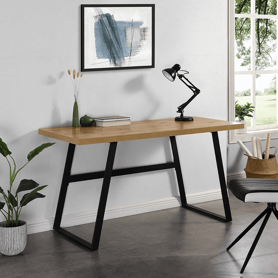 KLOTEN Oak Desk with Black Metal Legs