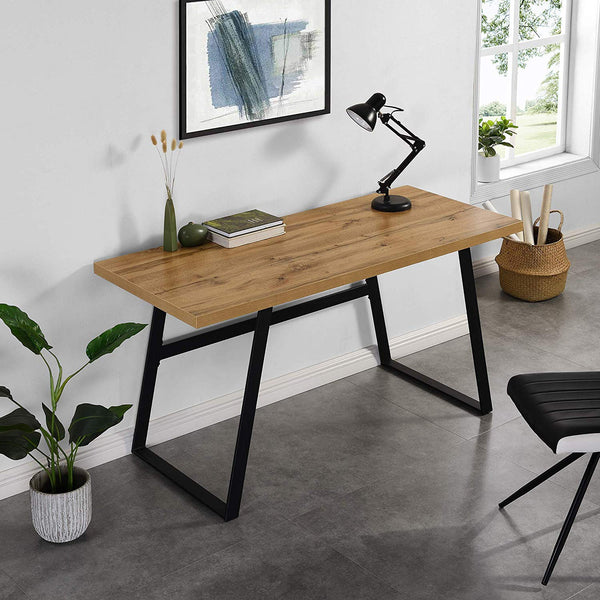 KLOTEN Oak Desk with Black Metal Legs