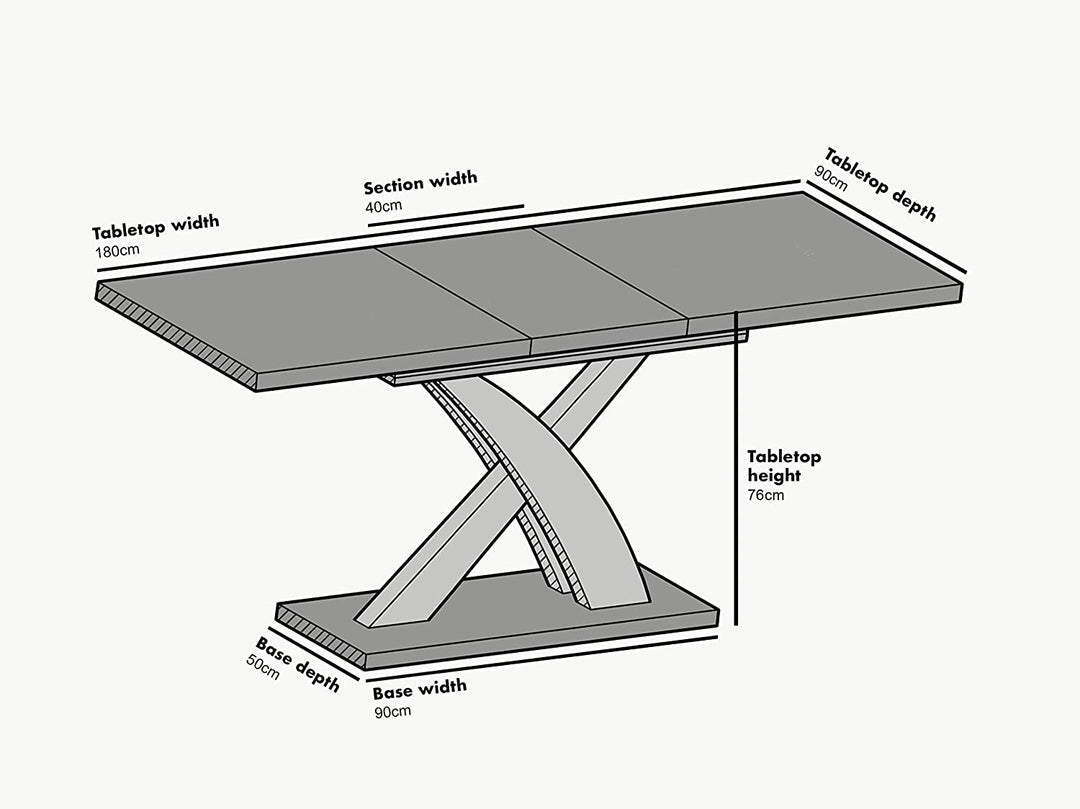 BASEL High Gloss White Extendable Dining Table 6 to 8-Seater with Stai ...