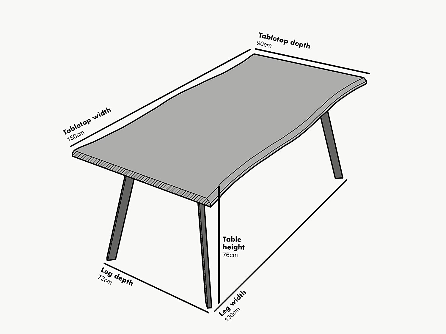 Kenora Wood Effect 150 cm Dining Table with Curved Edges 4 Seater | daals