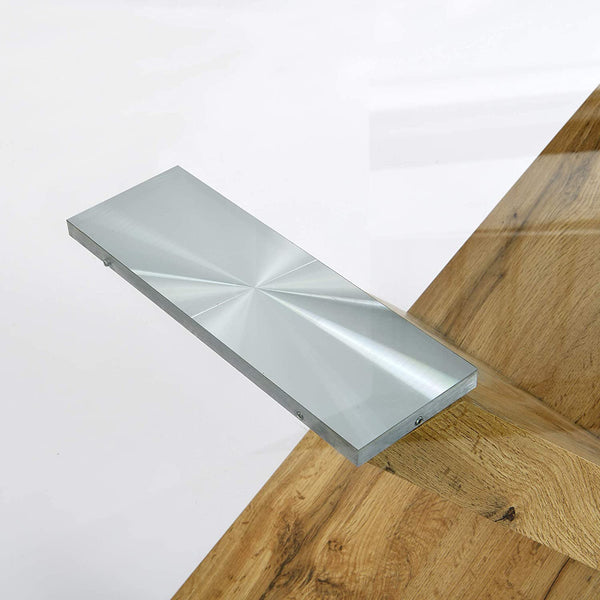 Orillia Oak Effect 160 cm Dining Table  with Clear Glass Top