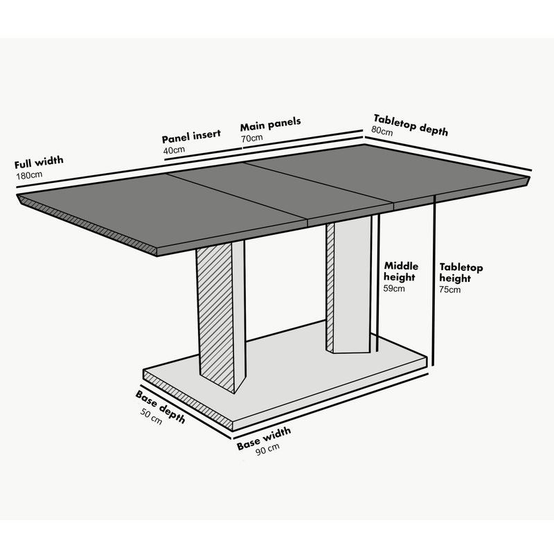 Goswell Concrete Effect Extending Dining Table 6 to 8 Seater - daals