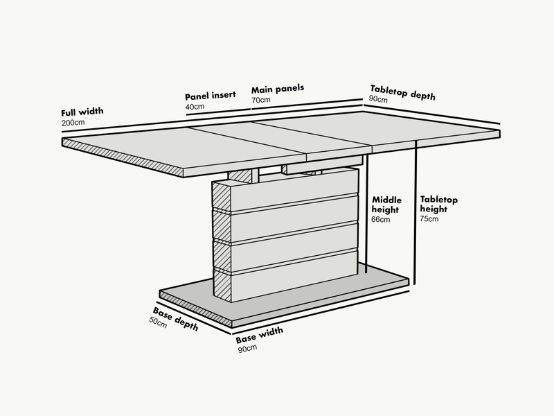 Hayne High Gloss White Extending Dining Table 6 to 8 Seater