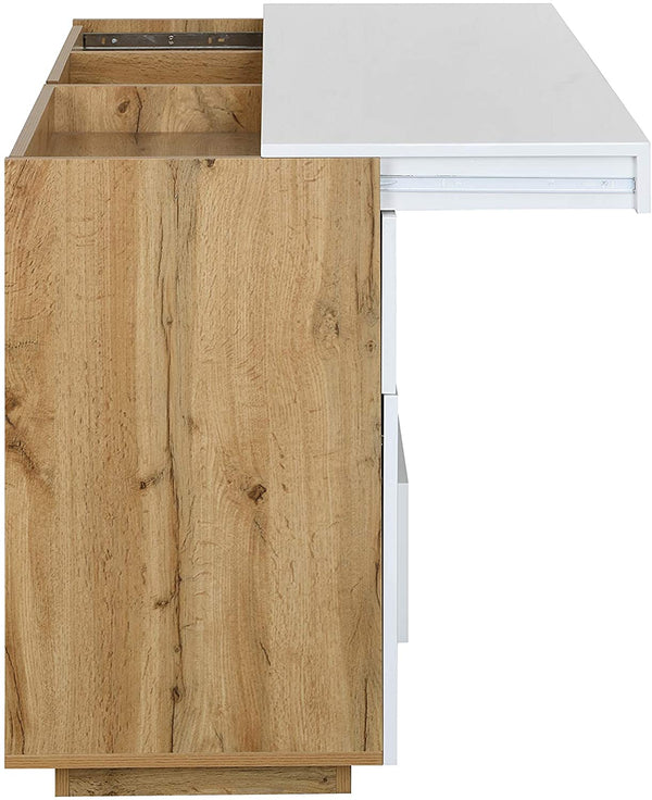 Yukon High Gloss White 2 in 1 Desk or Sideboard with Extendable Top