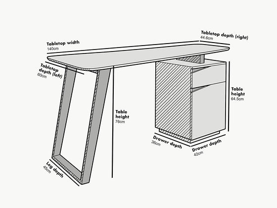 Soren Oak and White Desk with Cupboard