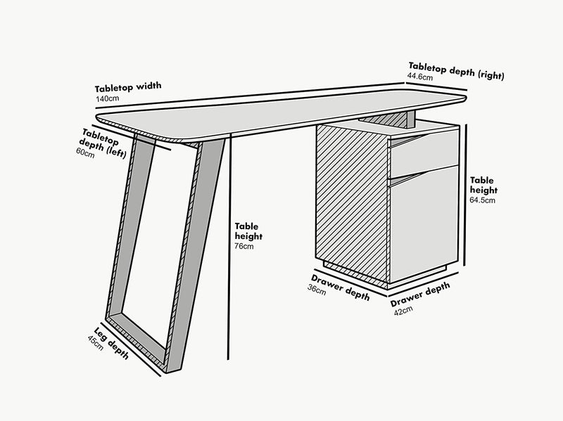 Soren Oak and White Desk with Cupboard