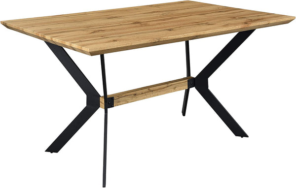 Granby Wotan Oak Effect 140cm Dining Table with Geometric Metal Legs