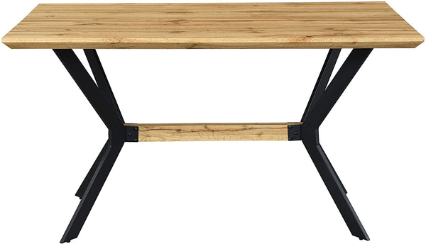 Granby Wotan Oak Effect 140cm Dining Table with Geometric Metal Legs