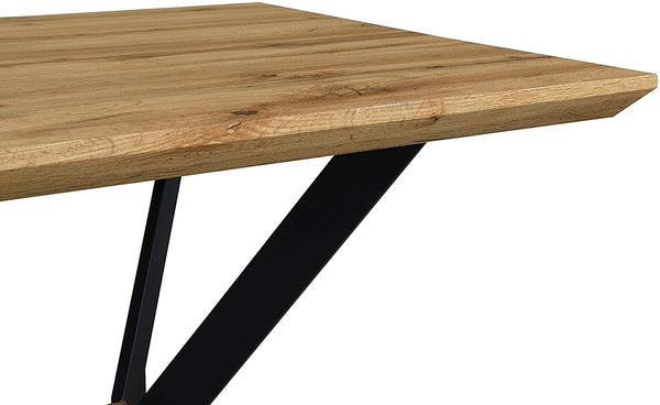 Granby Wotan Oak Effect 140cm Dining Table with Geometric Metal Legs
