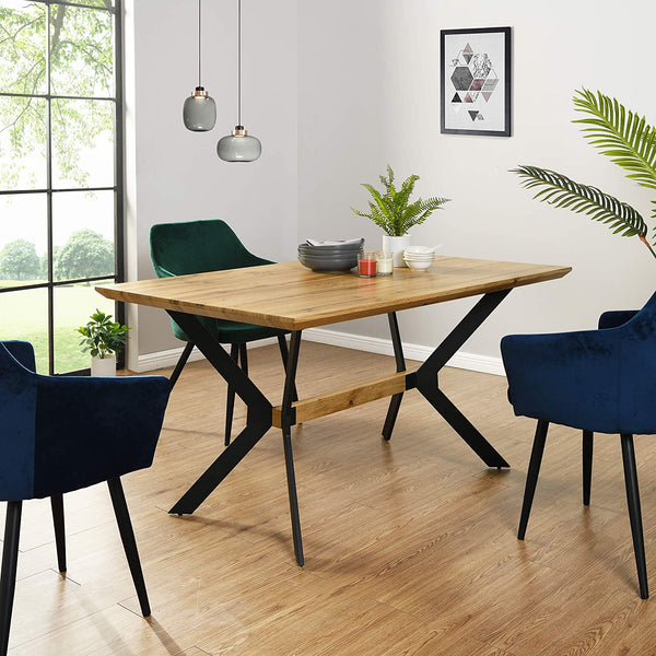 Granby Wotan Oak Effect 140cm Dining Table with Geometric Metal Legs