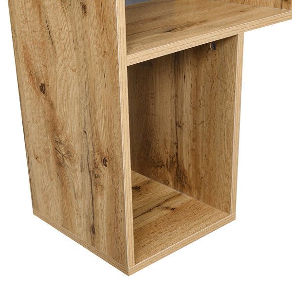 Mason White High Gloss Desk with Oak Effect Shelves