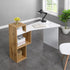 Mason White High Gloss Desk with Oak Effect Shelves - daals