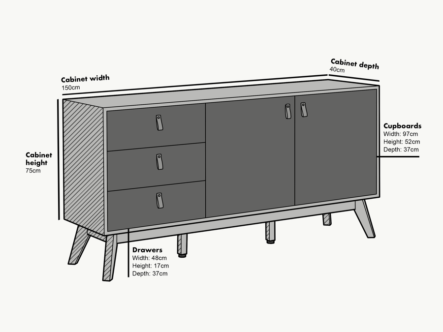 Tallis Two Tone Sideboard with 2 doors and 3 drawers - daals