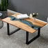 Kelonwa River Effect solid Oak and inset Glass Coffee Table - daals