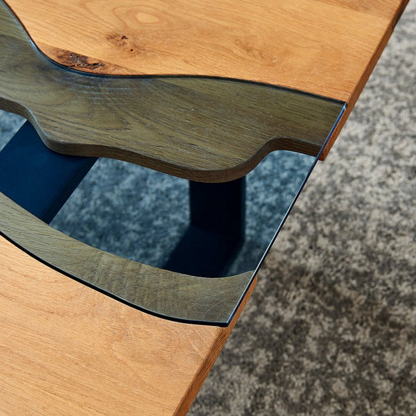 Kelonwa River Effect solid Oak and inset Glass Coffee Table