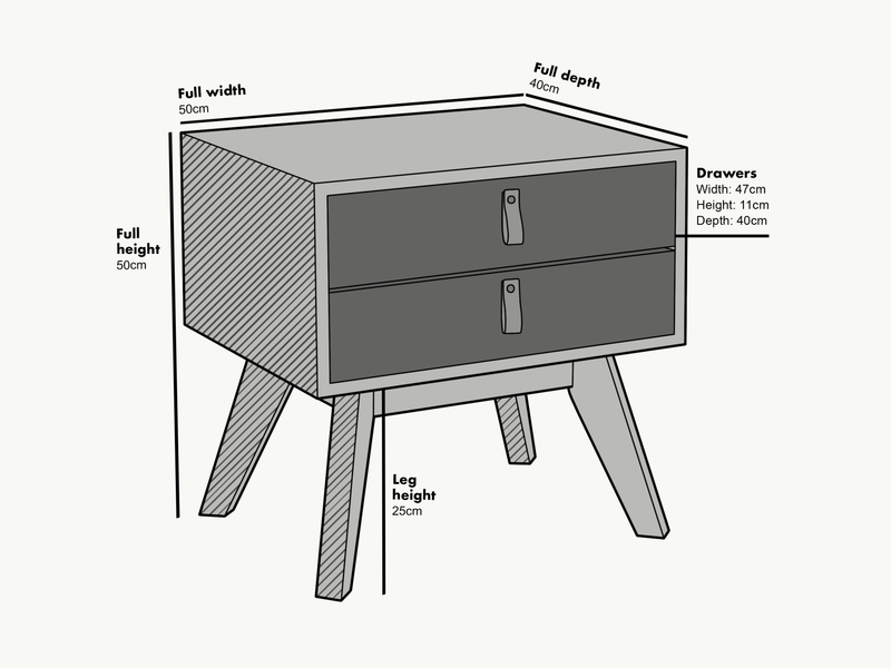 Tallis Two Tone Bedside Table with 2 drawers