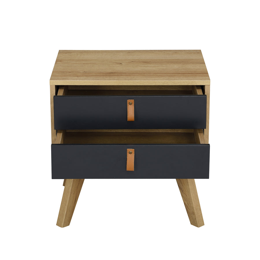 Tallis Two Tone Bedside Table with 2 drawers - daals