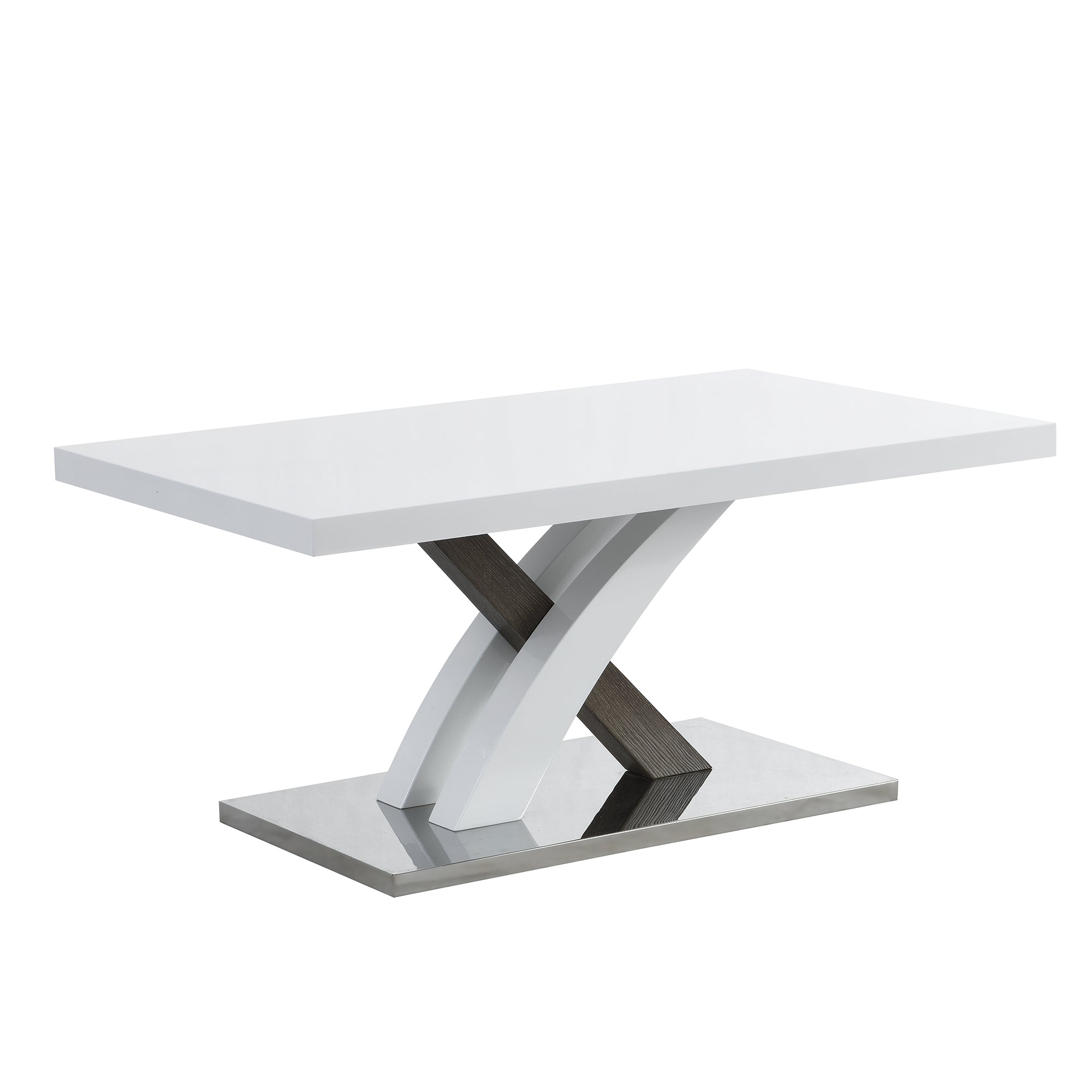 Basel High Gloss White Coffee Table with Stainless Steel Base