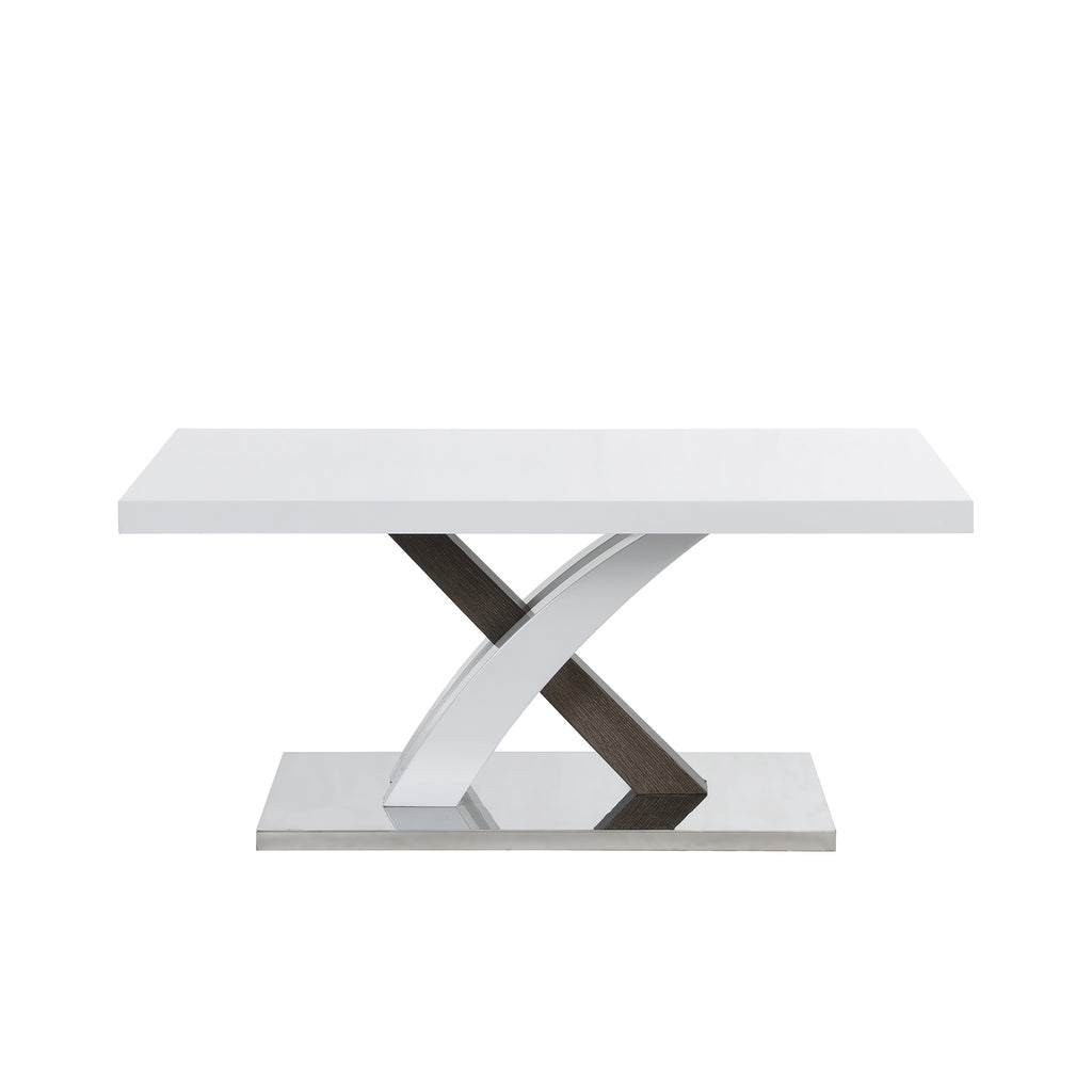 Basel High Gloss White Coffee Table with Stainless Steel Base | daals