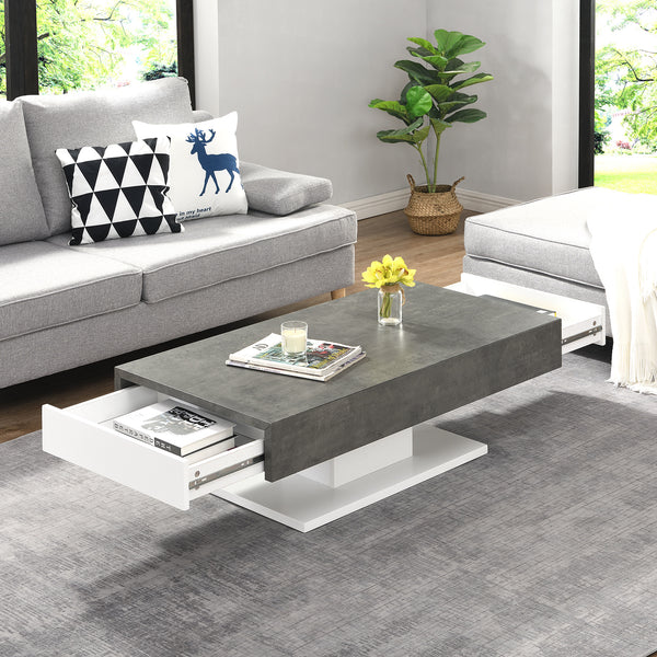 Goswell Concrete Effect Coffee Table with Double Drawers
