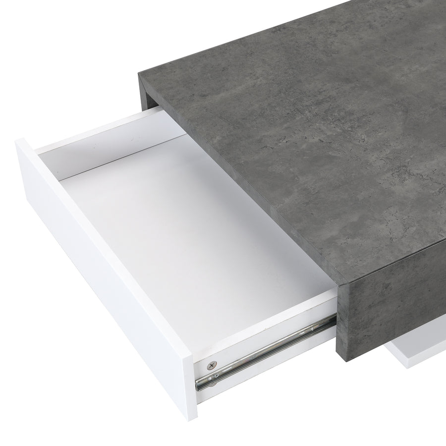 Goswell Concrete Effect Coffee Table with Double Drawers