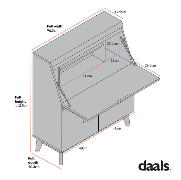 Ernest Writing Bureau in White & Oak Colour