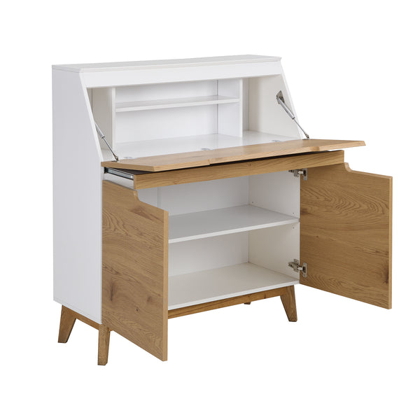 Ernest Writing Bureau in White & Oak Colour