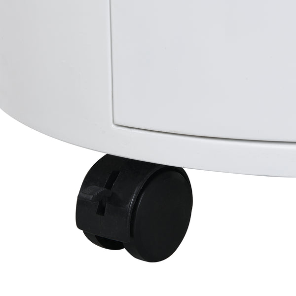 DOLIO Drum Chest Bedside Table, Barrel Side Table with Drawers High Gloss White 2 Drawer