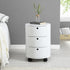 DOLIO Drum Chest Bedside Table, Barrel Side Table with Drawers High Gloss White 3 Drawer - daals