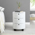 DOLIO Drum Chest Bedside Table, Barrel Side Table with Drawers High Gloss White 3 Drawer