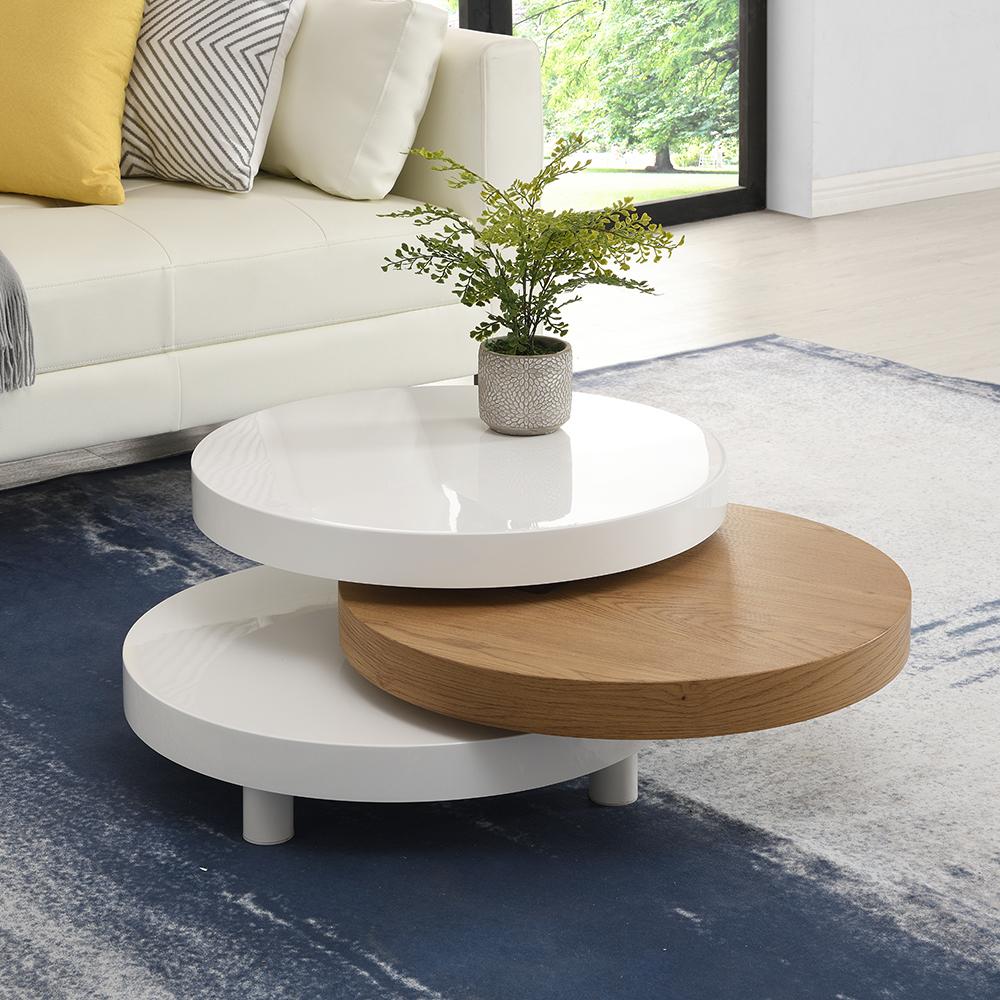 Gomboc 3 Tier High Gloss Rotating Coffee Table | daals