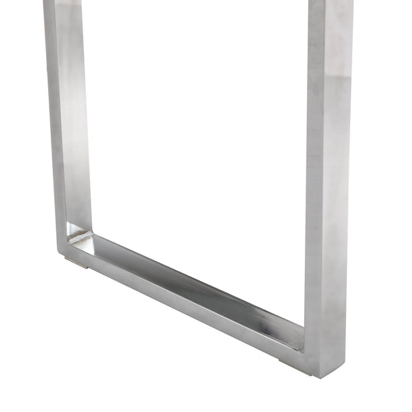 BIASCA High Gloss Marble Effect 120cm Console Table with Silver Chrome Legs - daals