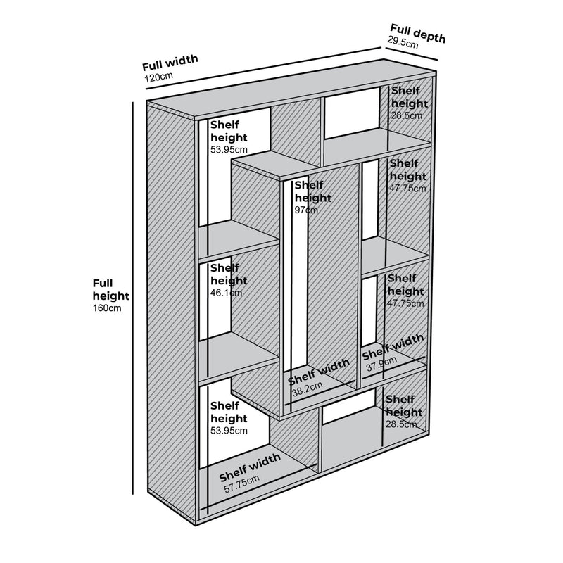 Riva 160cm Tall Bookcase / Display Shelving