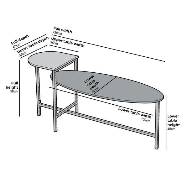 Sarina Black & White Marble Effect Oval Coffee Table