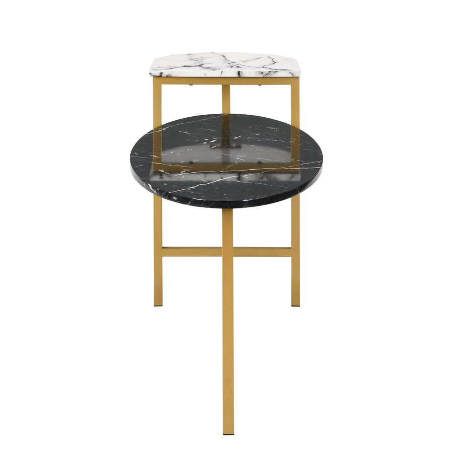 Sarina Black & White Marble Effect Oval Coffee Table