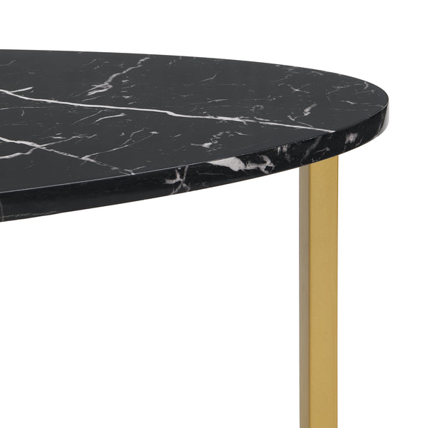 Sarina Black & White Marble Effect Oval Coffee Table