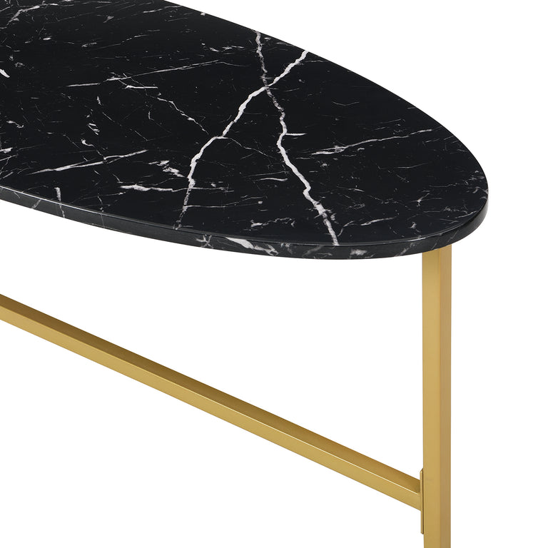 Sarina Black & White Marble Effect Oval Coffee Table | daals