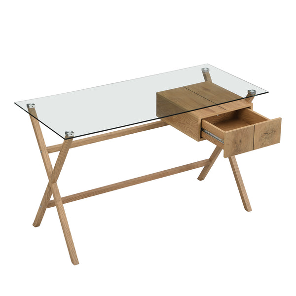 Exton 1-Drawer Glass Desk