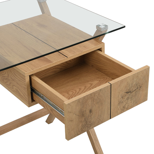 Exton 1-Drawer Glass Desk