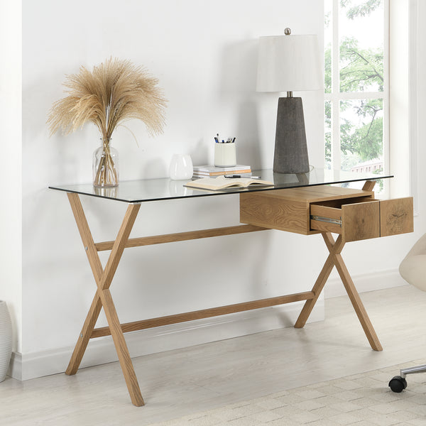 Exton 1-Drawer Glass Desk