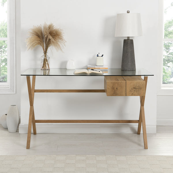 Exton 1-Drawer Glass Desk