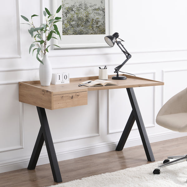 Lytton 1-Drawer Oak Effect Desk with Angled Desk Top